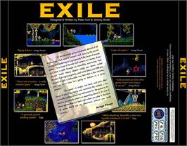 Box back cover for Exile on the Commodore Amiga CD32.