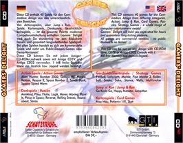 Box back cover for Gamers' Delight on the Commodore Amiga CD32.