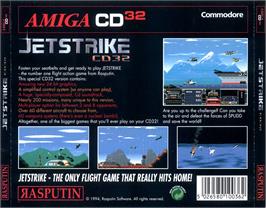 Box back cover for Jetstrike on the Commodore Amiga CD32.