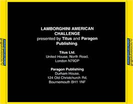 Box back cover for Lamborghini - American Challenge on the Commodore Amiga CD32.