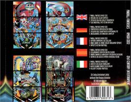 Box back cover for Pinball Fantasies on the Commodore Amiga CD32.