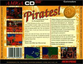 Box back cover for Pirates! Gold on the Commodore Amiga CD32.