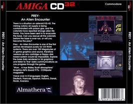 Box back cover for Prey - An Alien Encounter on the Commodore Amiga CD32.