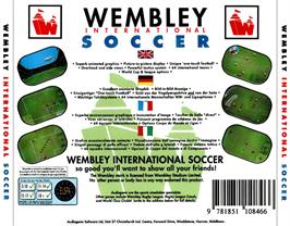 Box back cover for Wembley International Soccer on the Commodore Amiga CD32.