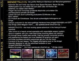 Box back cover for Wendetta 2175 on the Commodore Amiga CD32.