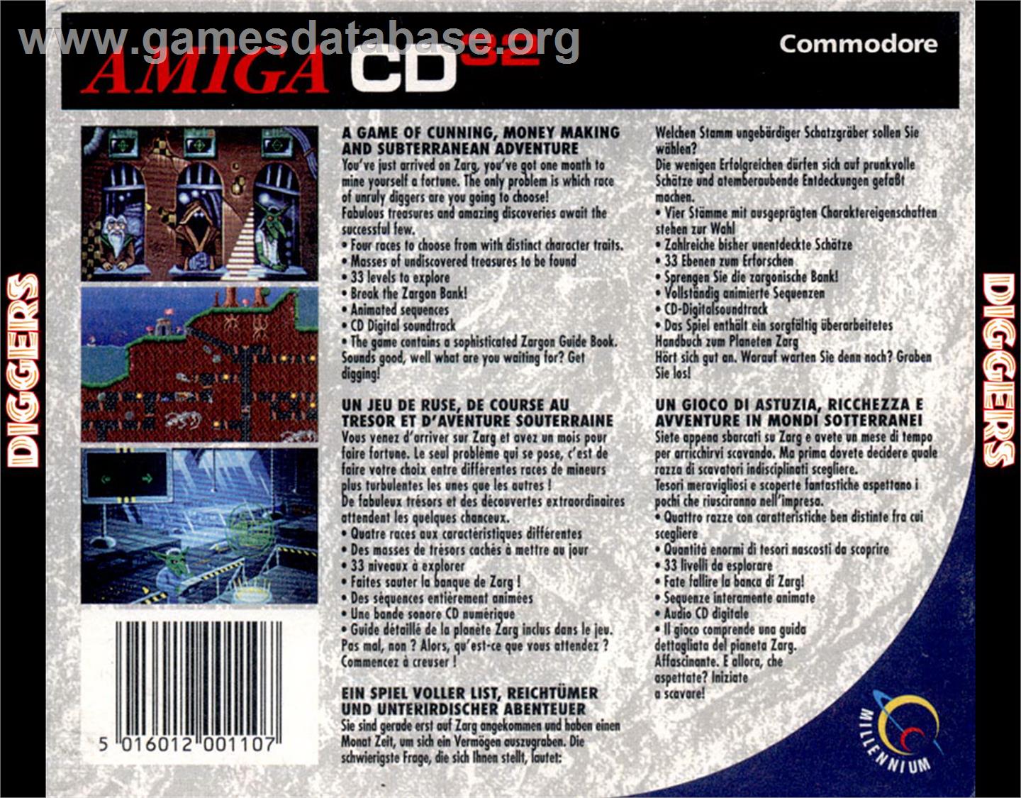Diggers - Commodore Amiga CD32 - Artwork - Box Back