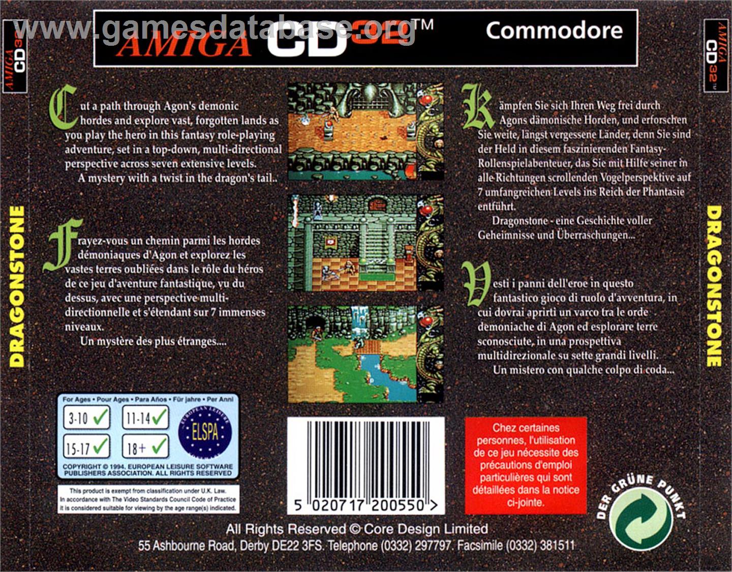 Dragonstone - Commodore Amiga CD32 - Artwork - Box Back
