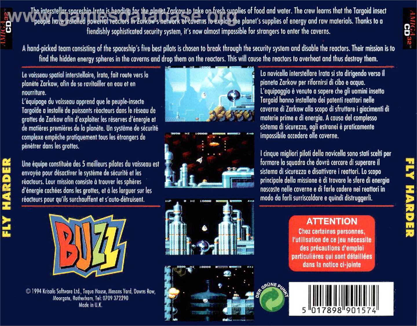 Fly Harder - Commodore Amiga CD32 - Artwork - Box Back