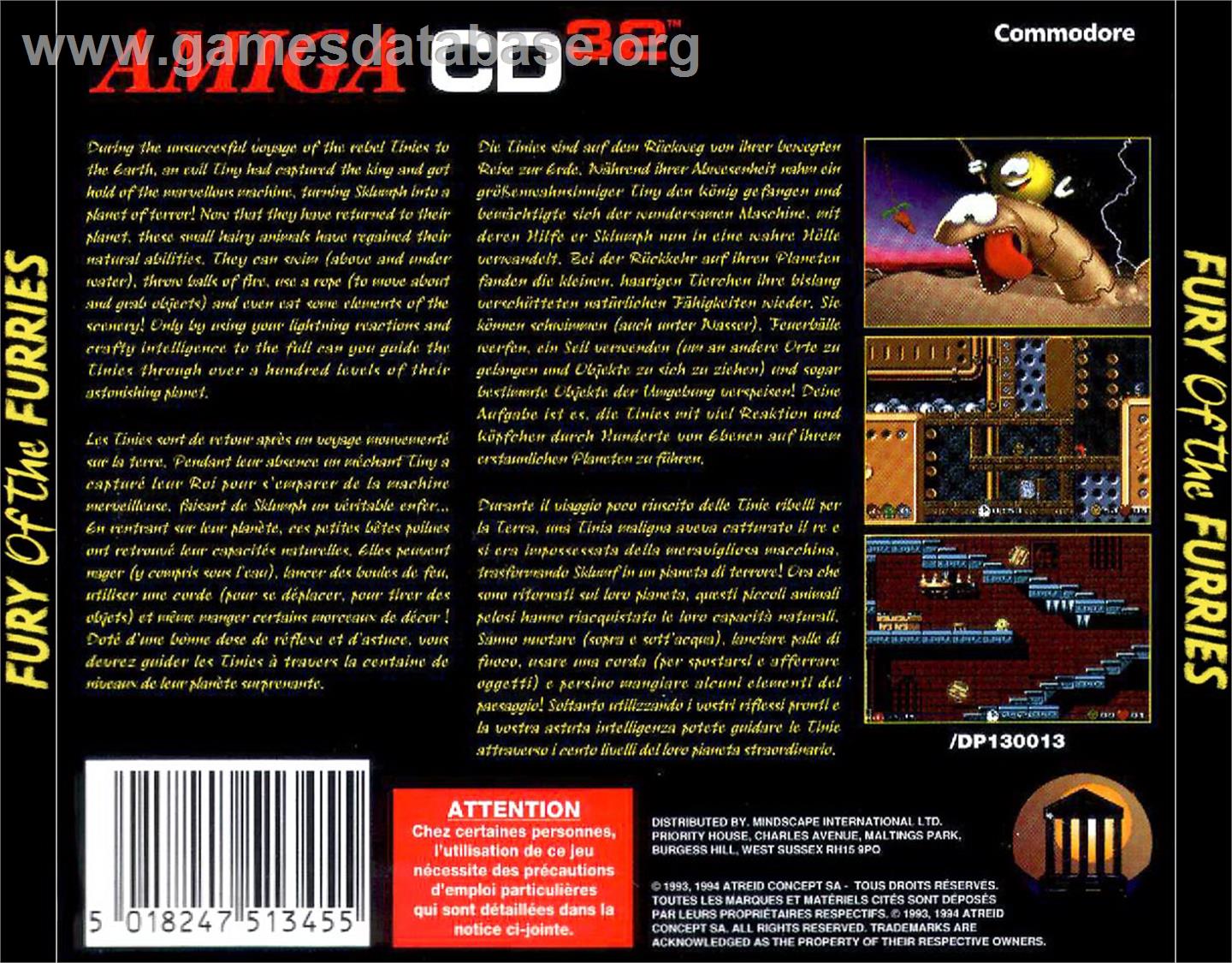 Fury Of The Furries - Commodore Amiga CD32 - Artwork - Box Back