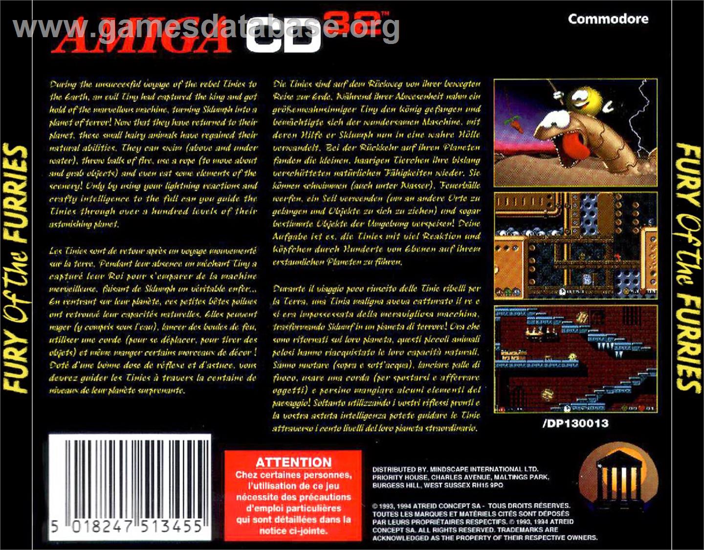 Fury of the Furries - Commodore Amiga CD32 - Artwork - Box Back