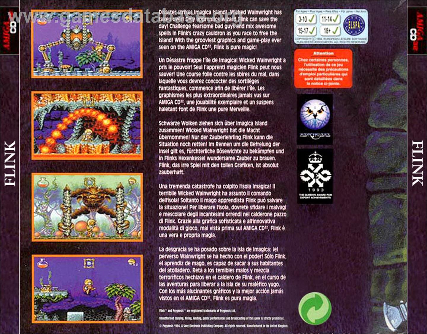 Misadventures of Flink - Commodore Amiga CD32 - Artwork - Box Back