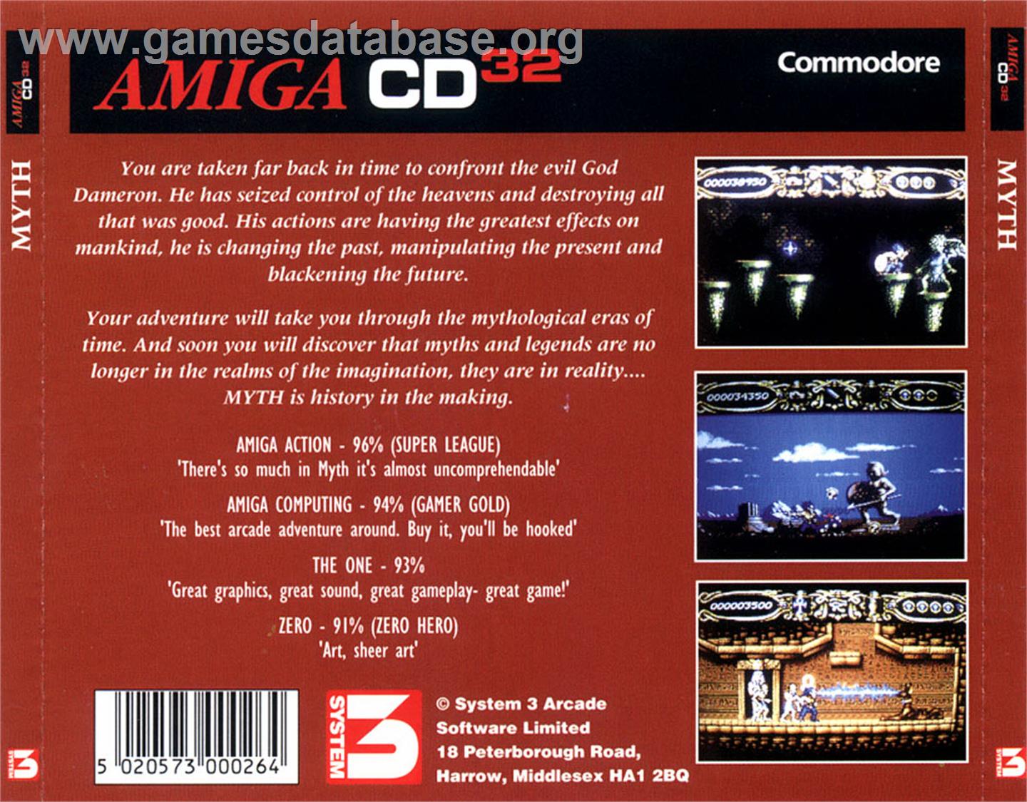 Myth: History in the Making - Commodore Amiga CD32 - Artwork - Box Back