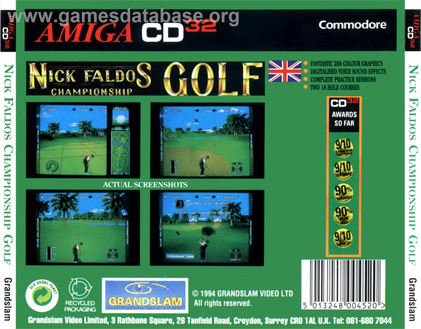 Nick Faldo's Championship Golf - Commodore Amiga CD32 - Artwork - Box Back