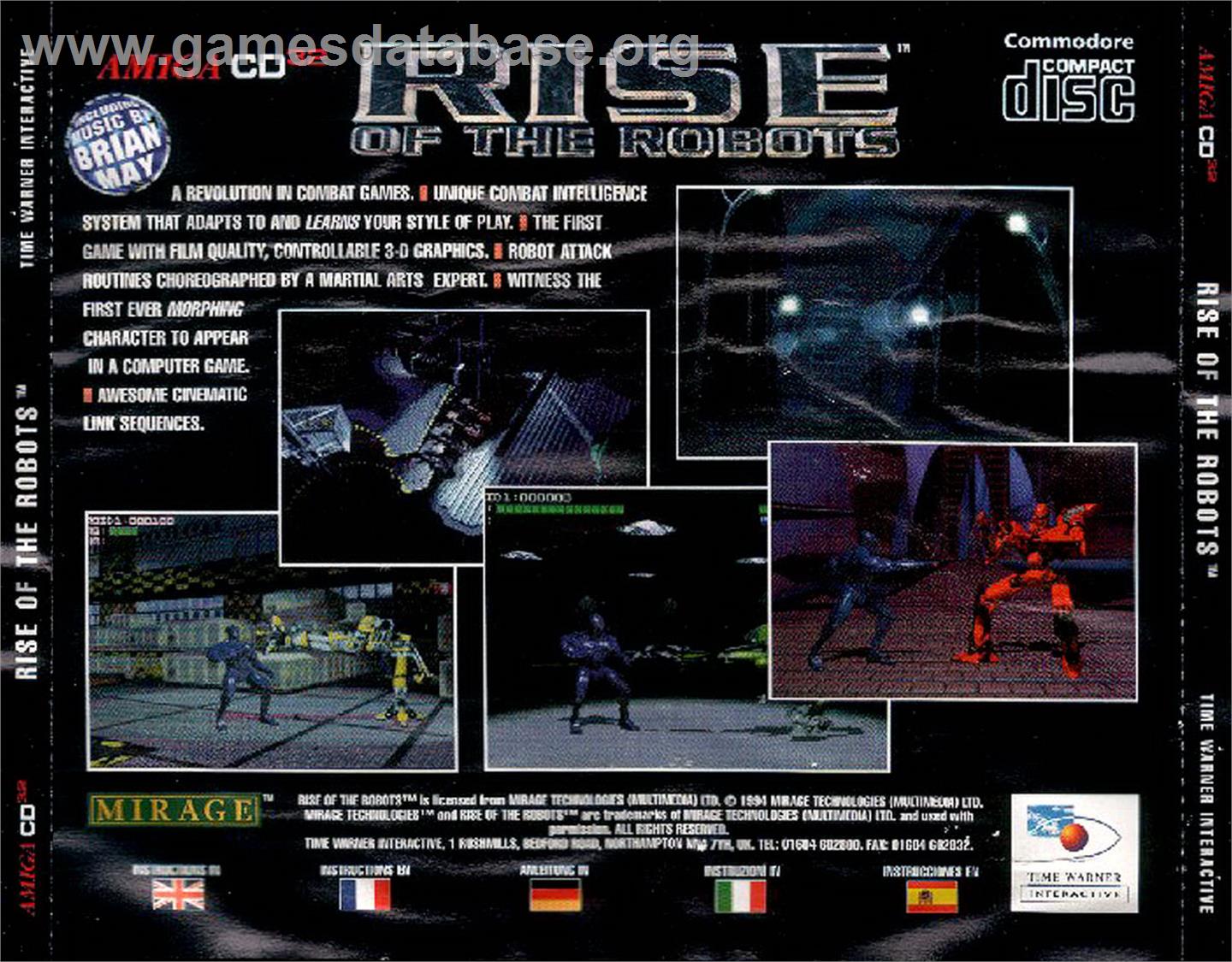 Rise of the Robots - Commodore Amiga CD32 - Artwork - Box Back