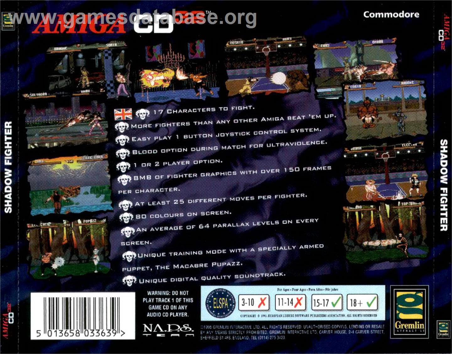 Shadow Fighter - Commodore Amiga CD32 - Artwork - Box Back