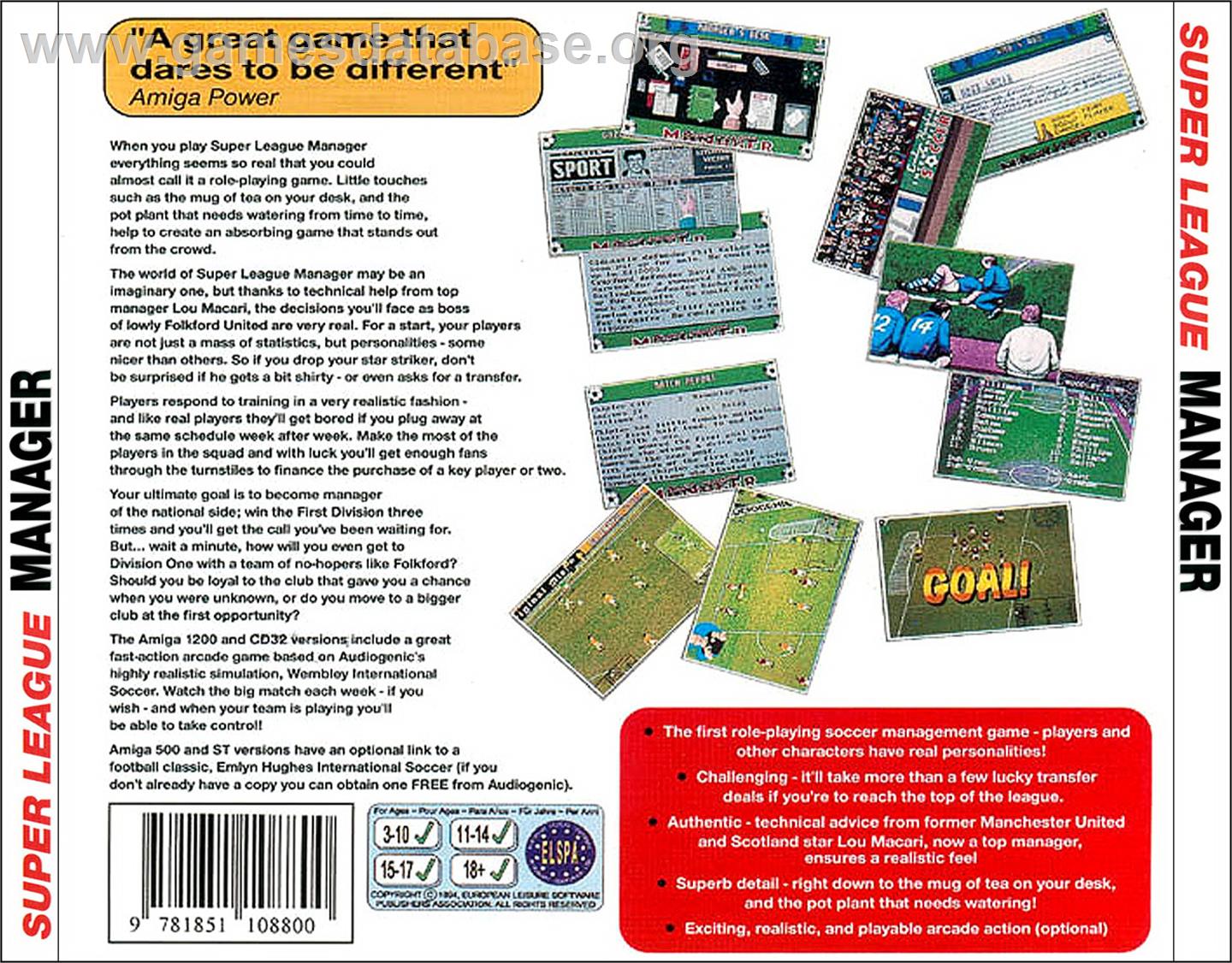 Super League Manager - Commodore Amiga CD32 - Artwork - Box Back