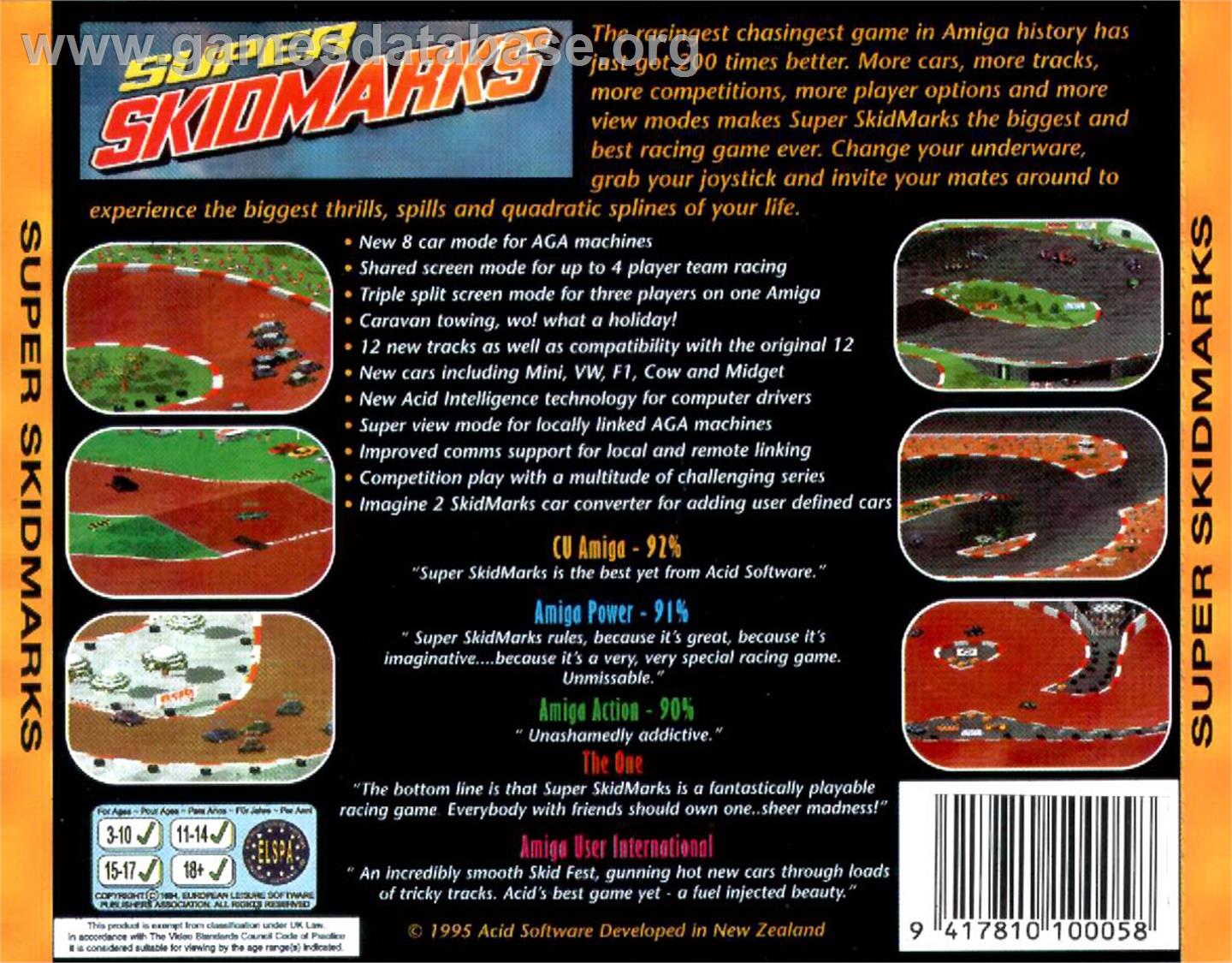 Super Skidmarks - Commodore Amiga CD32 - Artwork - Box Back