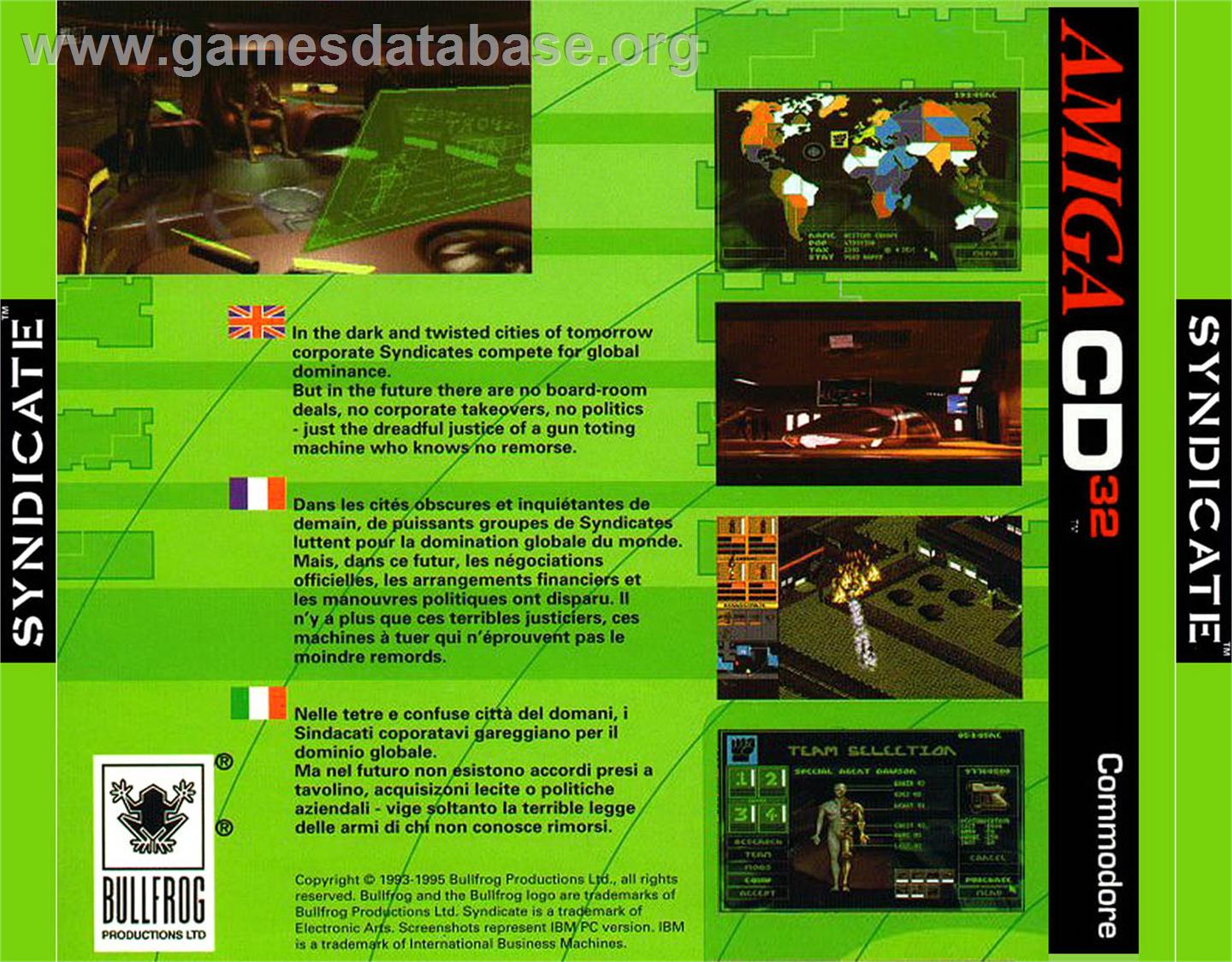 Syndicate - Commodore Amiga CD32 - Artwork - Box Back