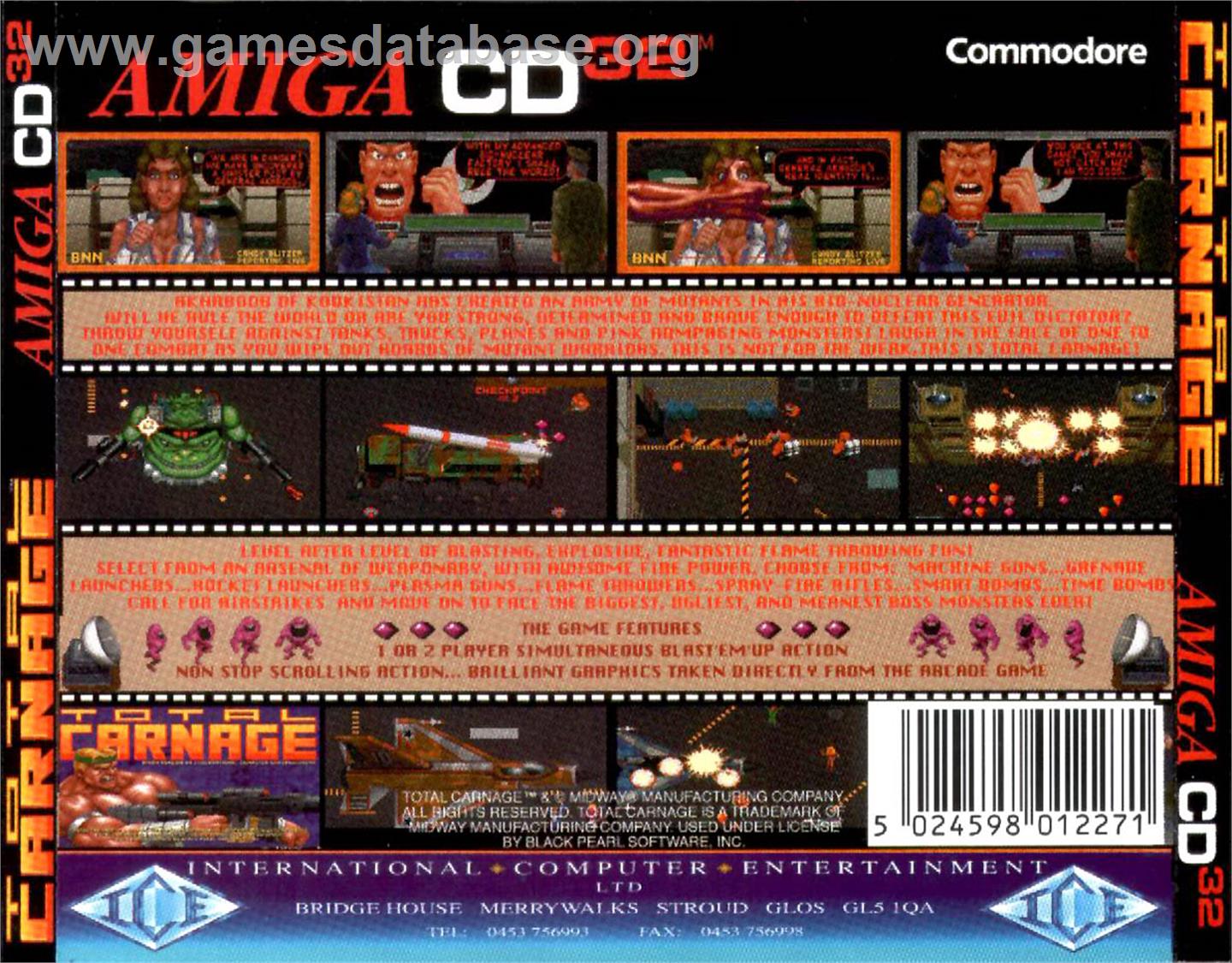 Total Carnage - Commodore Amiga CD32 - Artwork - Box Back