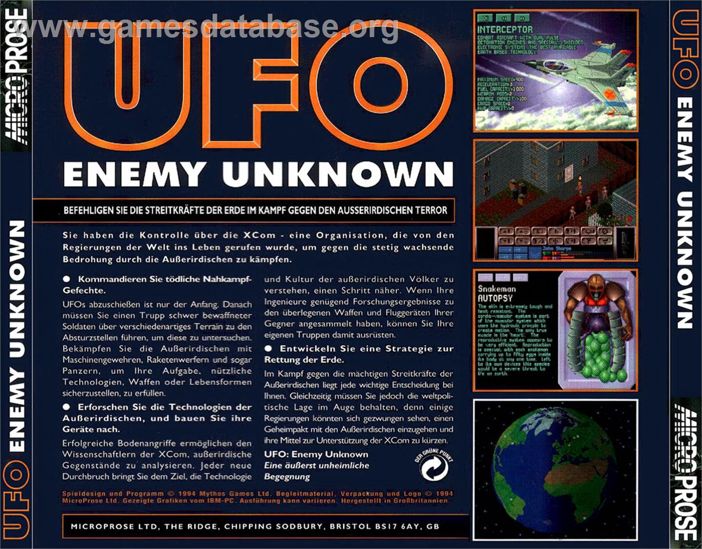 UFO - Enemy Unknown - Commodore Amiga CD32 - Artwork - Box Back