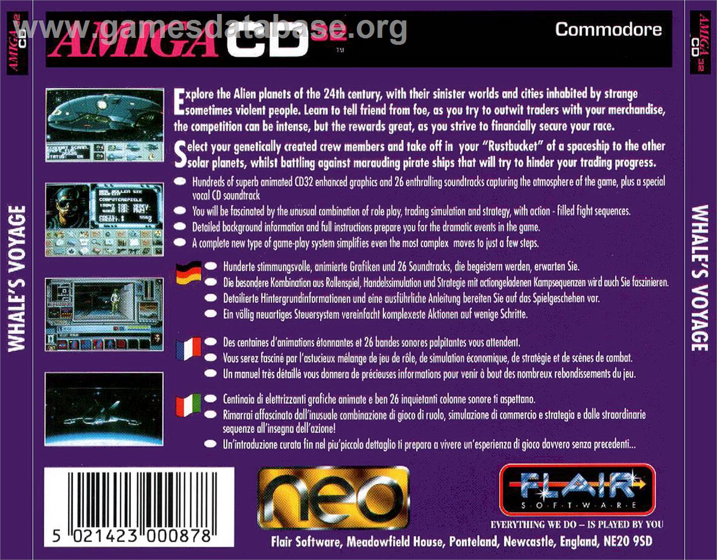Whale's Voyage - Commodore Amiga CD32 - Artwork - Box Back