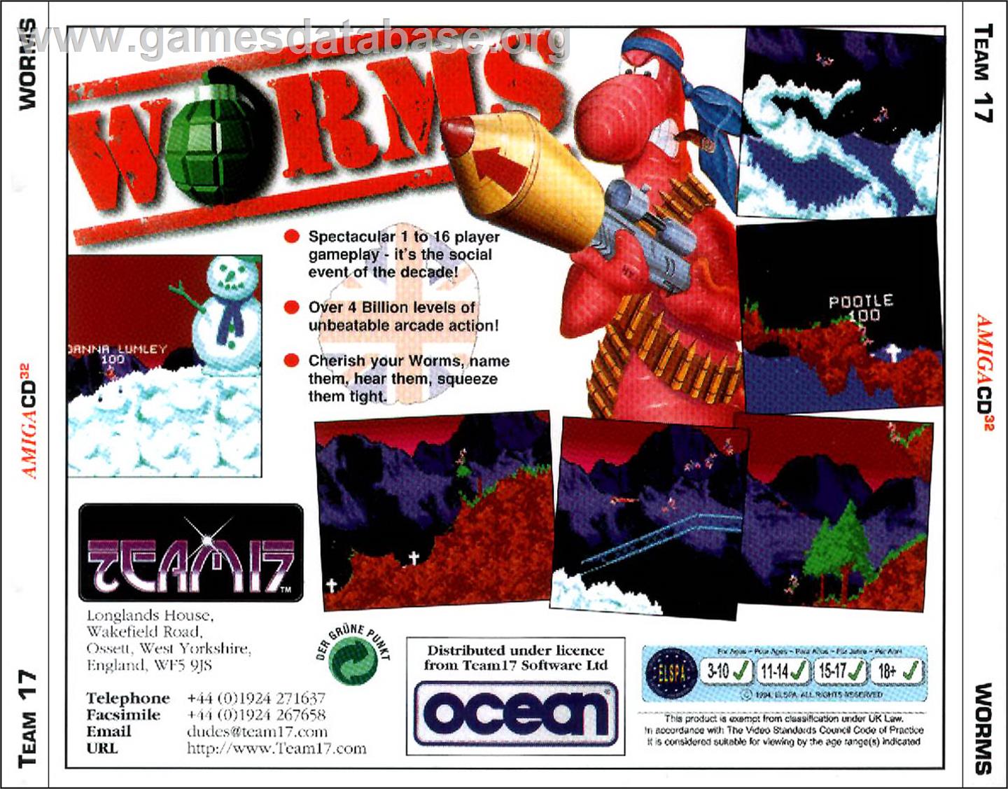 Worms - Commodore Amiga CD32 - Artwork - Box Back