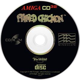 Artwork on the Disc for Alfred Chicken on the Commodore Amiga CD32.