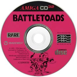 Artwork on the Disc for Battletoads on the Commodore Amiga CD32.