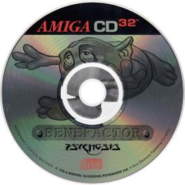 Artwork on the Disc for Benefactor on the Commodore Amiga CD32.