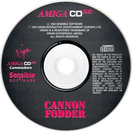 Artwork on the Disc for Cannon Fodder on the Commodore Amiga CD32.