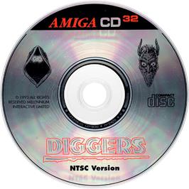 Artwork on the Disc for Diggers on the Commodore Amiga CD32.