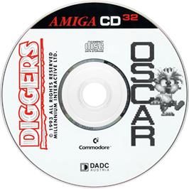 Artwork on the Disc for Diggers & Oscar on the Commodore Amiga CD32.