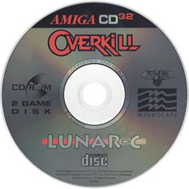 Artwork on the Disc for Overkill And Lunar-c on the Commodore Amiga CD32.