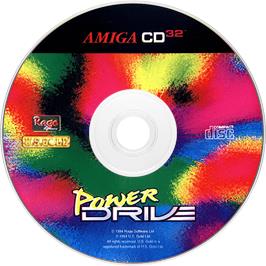 Artwork on the Disc for Power Drive on the Commodore Amiga CD32.