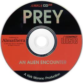Artwork on the Disc for Prey - An Alien Encounter on the Commodore Amiga CD32.