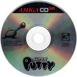 Artwork on the Disc for Super Putty on the Commodore Amiga CD32.