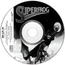 Artwork on the Disc for Superfrog on the Commodore Amiga CD32.