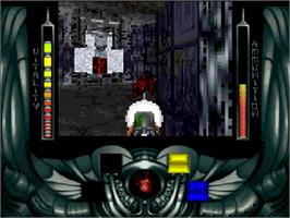 In game image of Alien Breed 3d on the Commodore Amiga CD32.