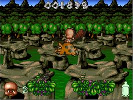 In game image of Chuck Rock 2: Son of Chuck on the Commodore Amiga CD32.