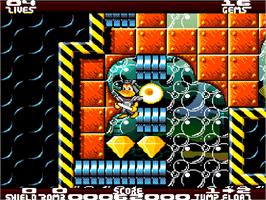 In game image of Donk!: The Samurai Duck on the Commodore Amiga CD32.