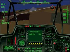 In game image of Gunship 2000 on the Commodore Amiga CD32.
