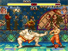 In game image of Super Street Fighter 2 Turbo on the Commodore Amiga CD32.