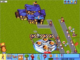 In game image of Theme Park on the Commodore Amiga CD32.