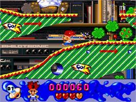 In game image of Trolls on the Commodore Amiga CD32.