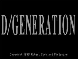 Title screen of D/Generation on the Commodore Amiga CD32.