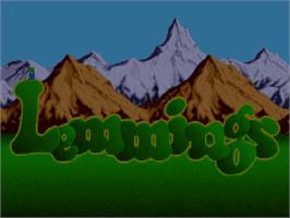 Title screen of Lemmings on the Commodore Amiga CD32.