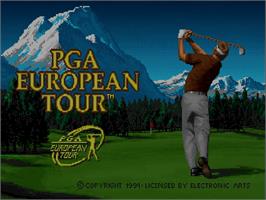 Title screen of PGA European Tour on the Commodore Amiga CD32.