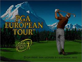 Title screen of Pga European Tour on the Commodore Amiga CD32.