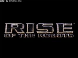 Title screen of Rise Of The Robots on the Commodore Amiga CD32.