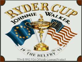 Title screen of Ryder Cup - Johnnie Walker on the Commodore Amiga CD32.